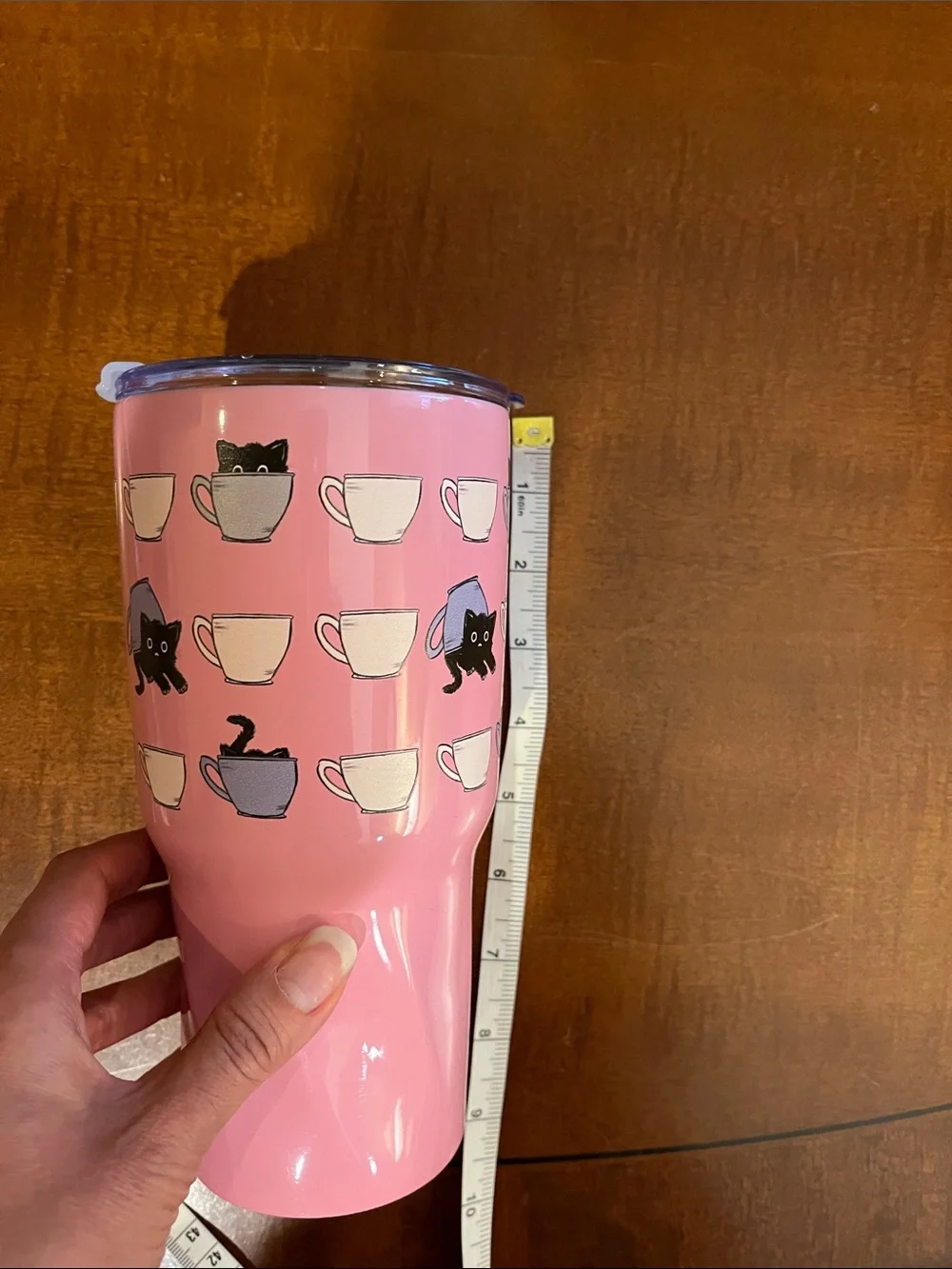 Cat-themed insulated tumbler. Double-walled, BPA-free stainless steel. 24 oz.